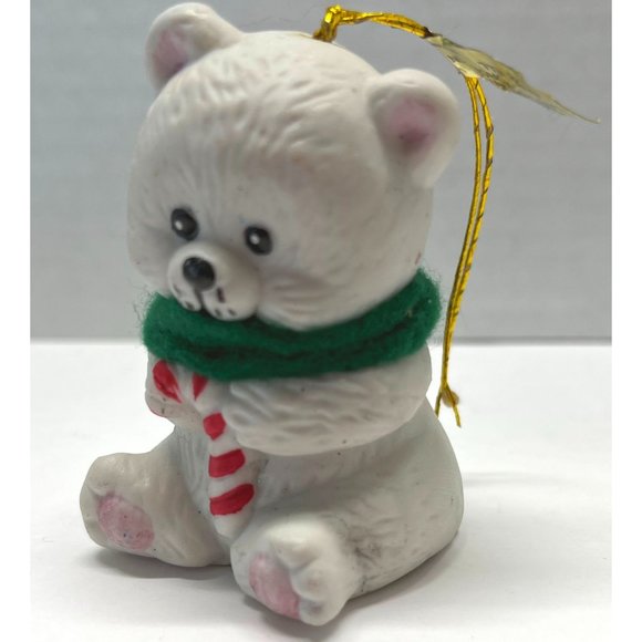 Vintage Lil Chimers Christmas Ornament Bell Jasco Polar Bear with Candy Cane 2.5 - Picture 4 of 7